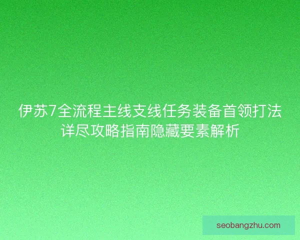 伊苏7全流程主线支线任务装备首领打法详尽攻略指南隐藏要素解析